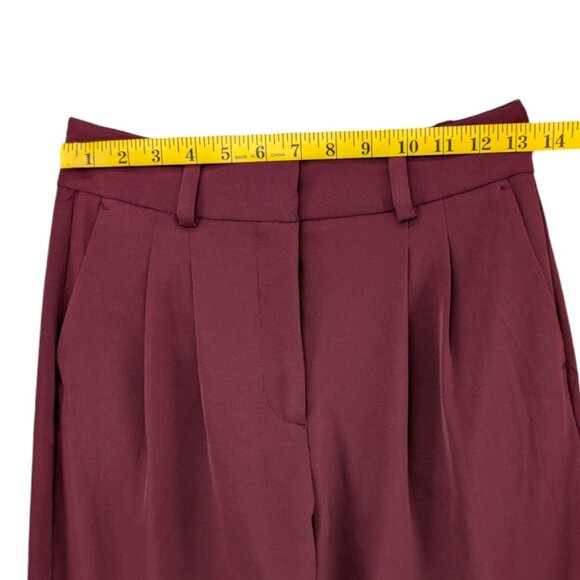 Jason Wu Wide Leg Pants Womens Burgundy Pleated High Rise Slacks Size XS - Picture 7 of 12